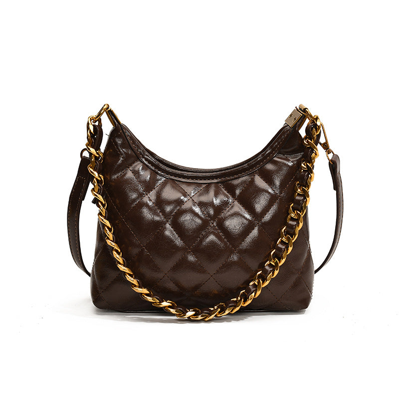 Women's Retro Diamond Style Chain Underarm Tote Bags