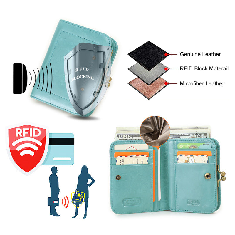 Women's Black Angel Swiping Fashion Metal Iron Ladies Wallets