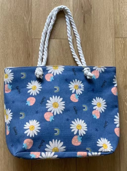Women's Canvas Large Capacity Thick Rope Fashion Tote Bags
