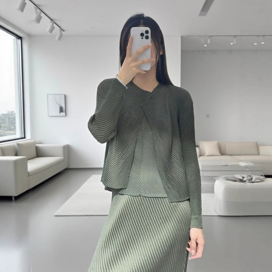 Scale Pleated Long-sleeved Versatile Casual Fashionable Suits