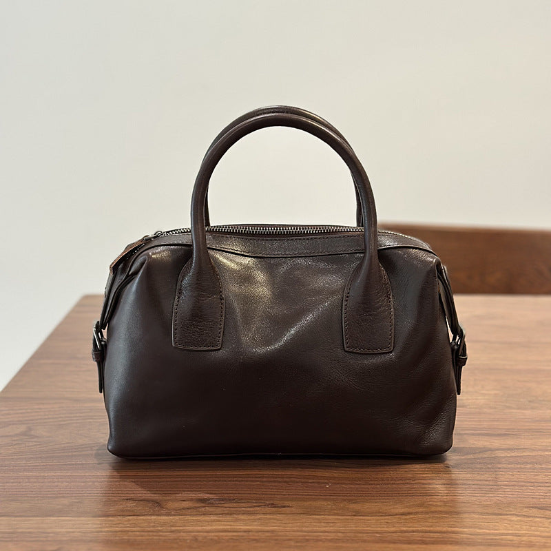 Women's Hand Layer Vegetable Tanning Cowhide Boston Commuting Bags