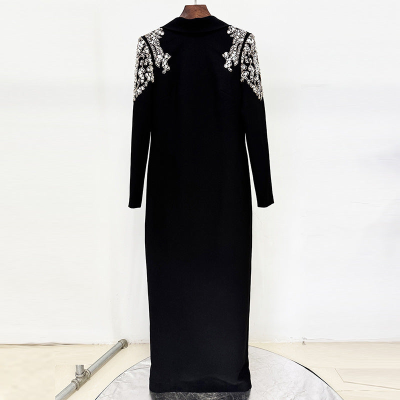 Slouchy Fashion Bead Diamond Backless Long Dress