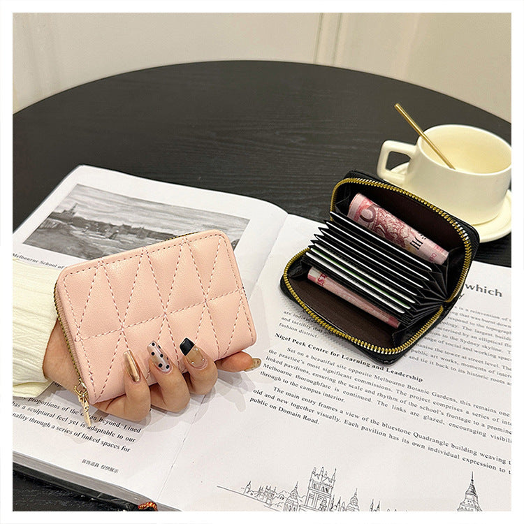 Lambskin Expanding Multiple Slots Swiping Bank Card Holder