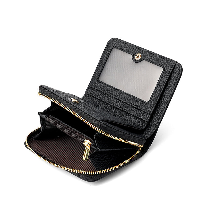 Women's Fashion Solid Color First Layer Cowhide Ladies Wallets