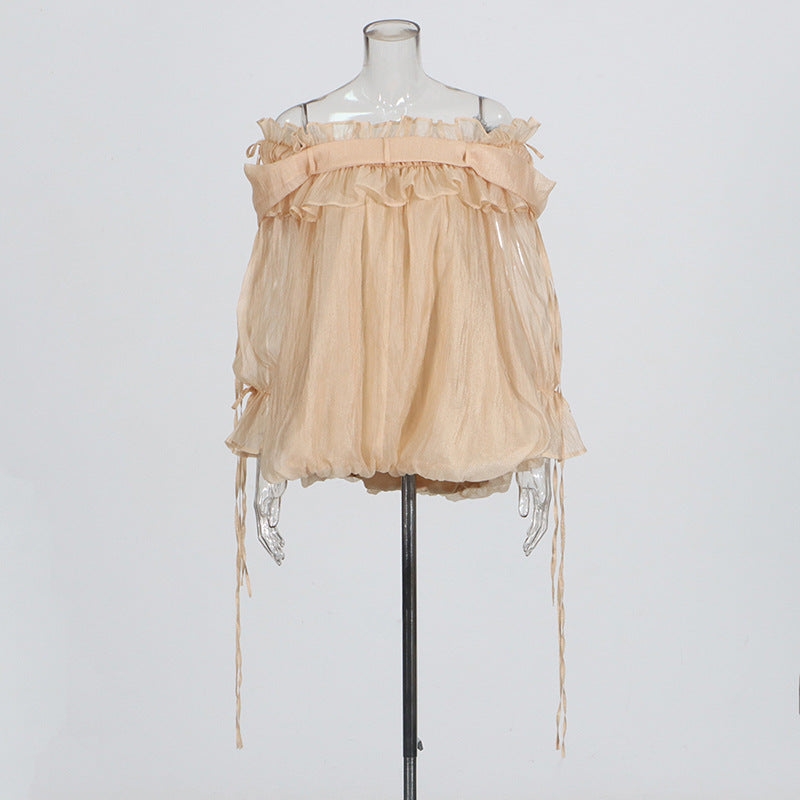 Style High Sense Shirt Sleeve Wooden Blouses