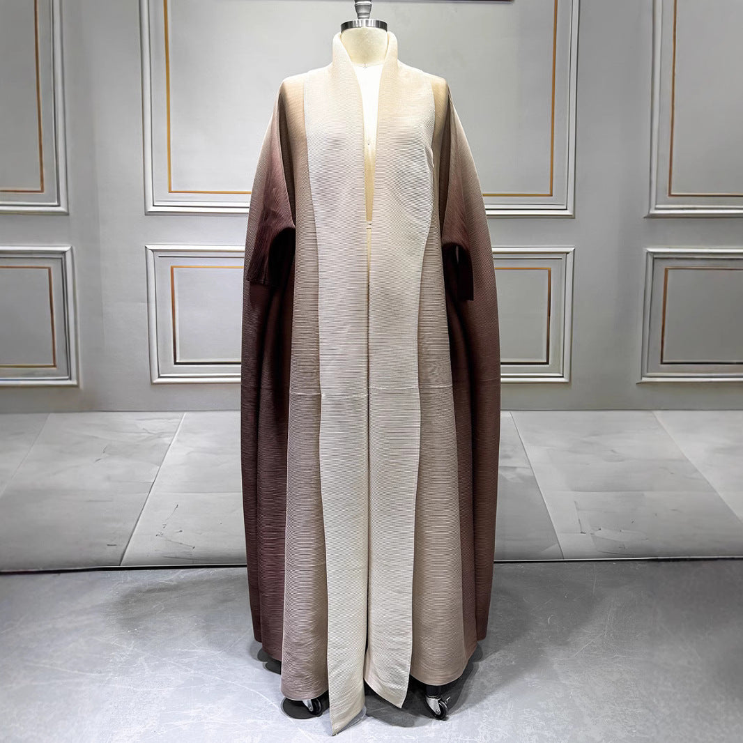 Women's Pleated Gradient Trench High-grade Robe Arab Coats