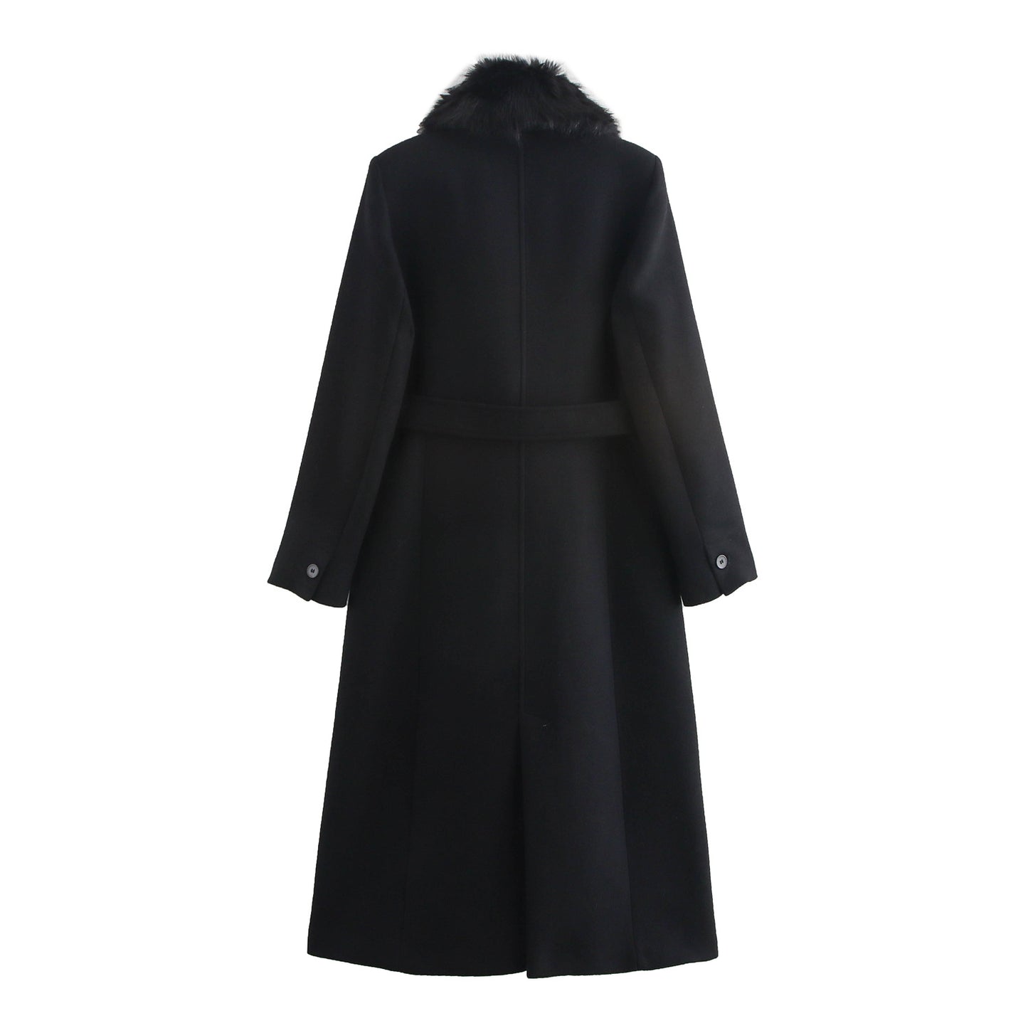Autumn Fur Collar Belt Temperament Woolen Coats
