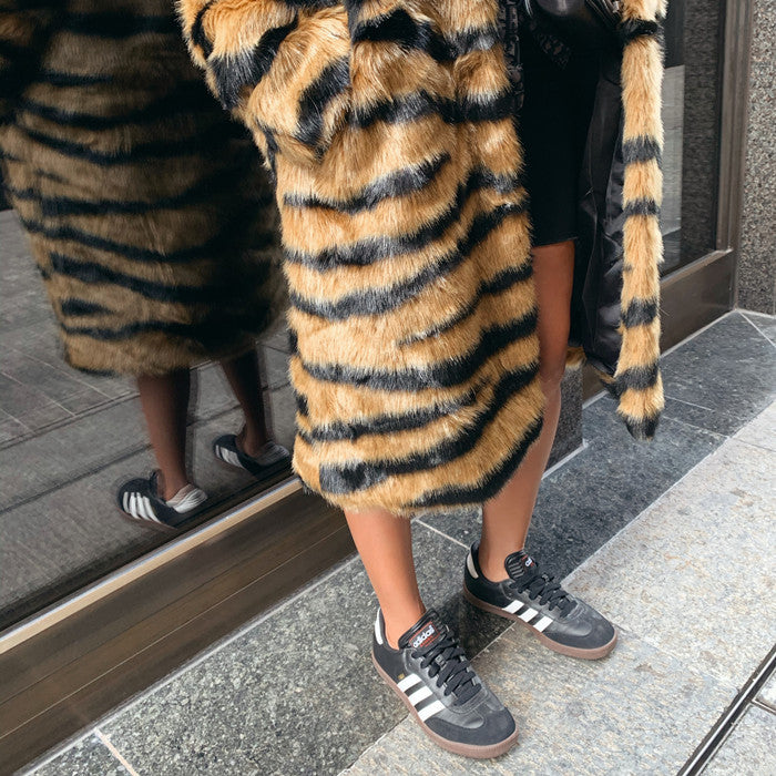 Imitation Tiger Pattern Lengthened Artificial Loose Coats