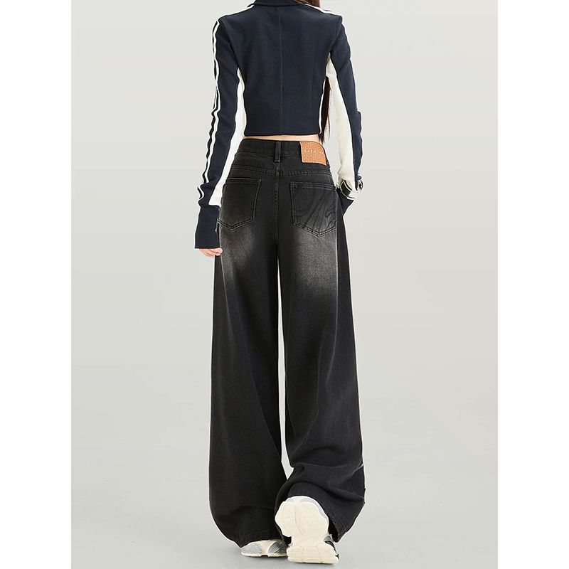 Women's Waist Wide Leg Autumn Fashion Hot Design Sense Jeans
