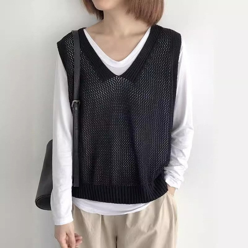 Women's Casual Outerwear Sleeveless Bandage Dress Loose Thin Vests