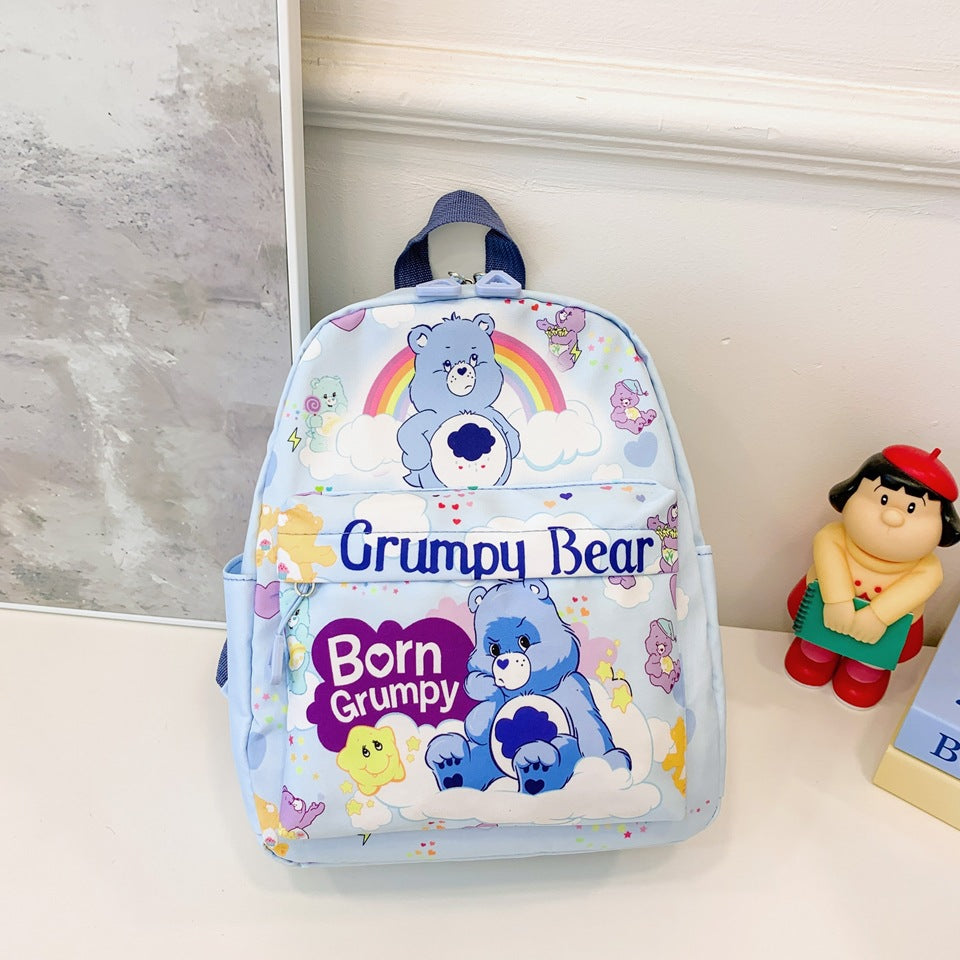 Cartoon Rainbow Bear Boys Double Back Kindergarten School Bags