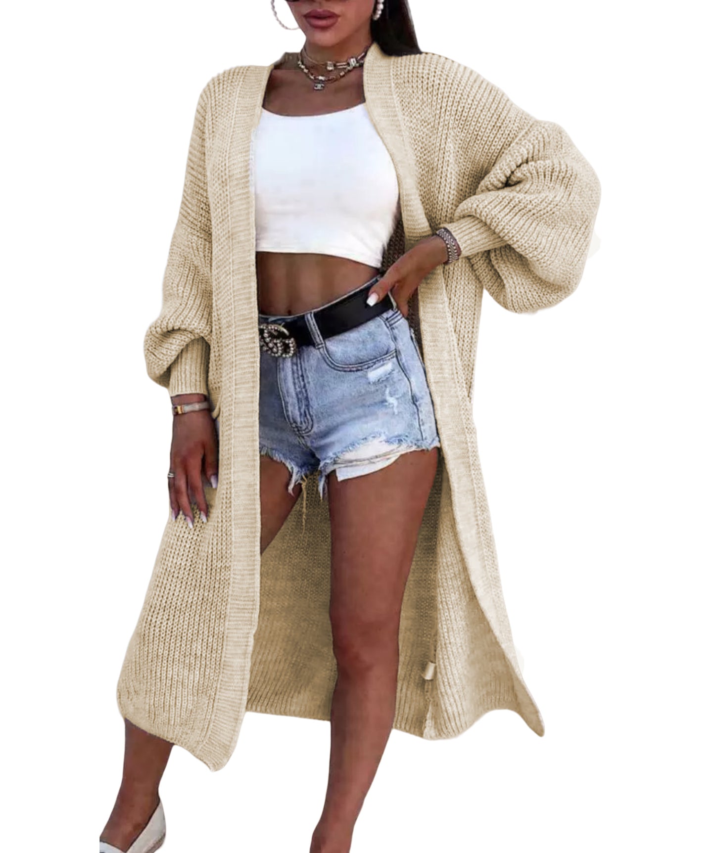 Women's Loose Long Lantern Sleeve Pocket For Knitwear