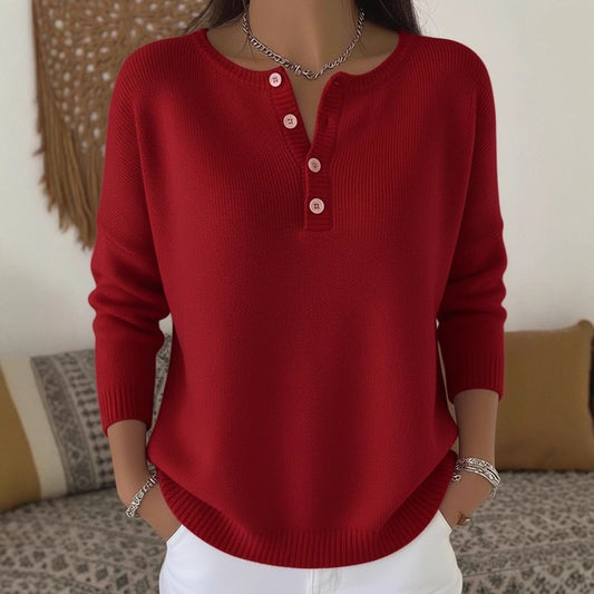 Women's Woolen Button Solid Color Christmas Casual Sweaters