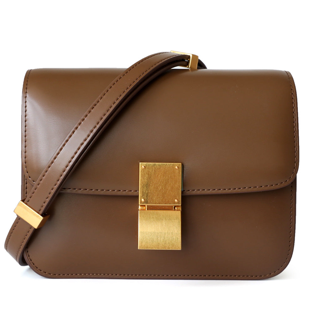 Elegant Women's Classic Leather Glossy Commute Small Square Bags