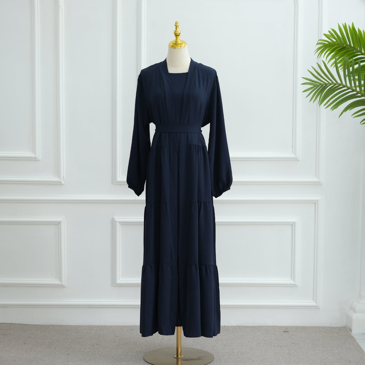 Turkish Solid Color Robe Dress Two-piece Dresses