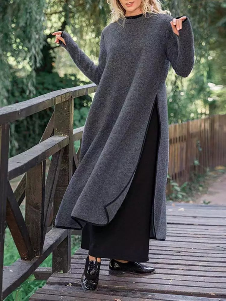 Autumn Loose Oversized Knit Lace Dress Brushed Women's Sweater, Sweater
