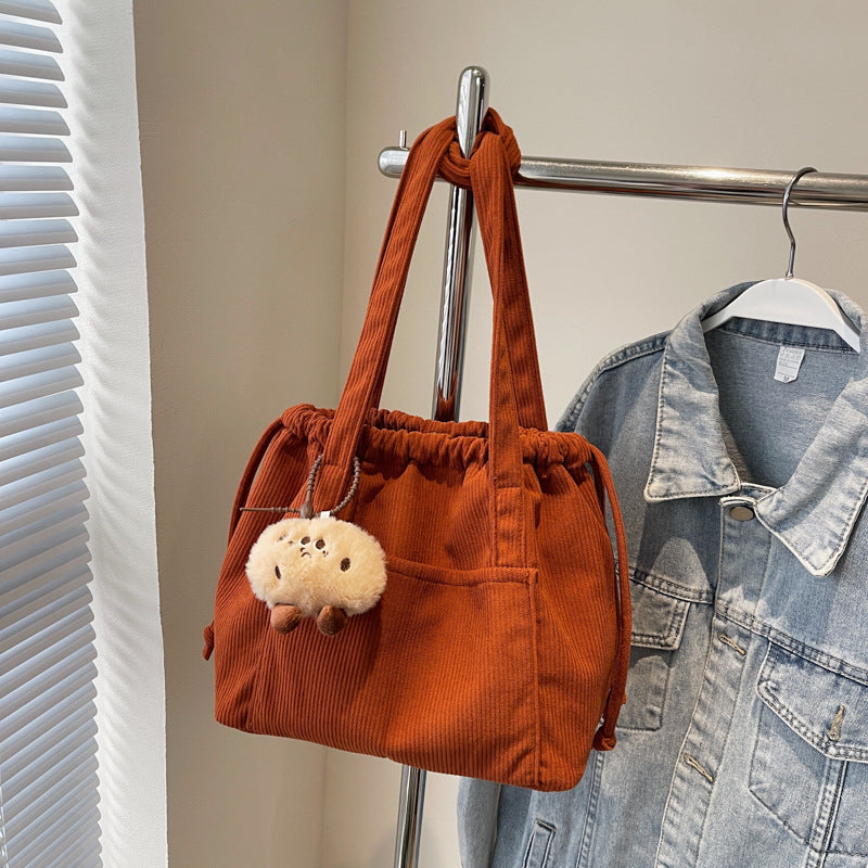 Women's Corduroy Striped Underarm Large Capacity Totes Tote Bags