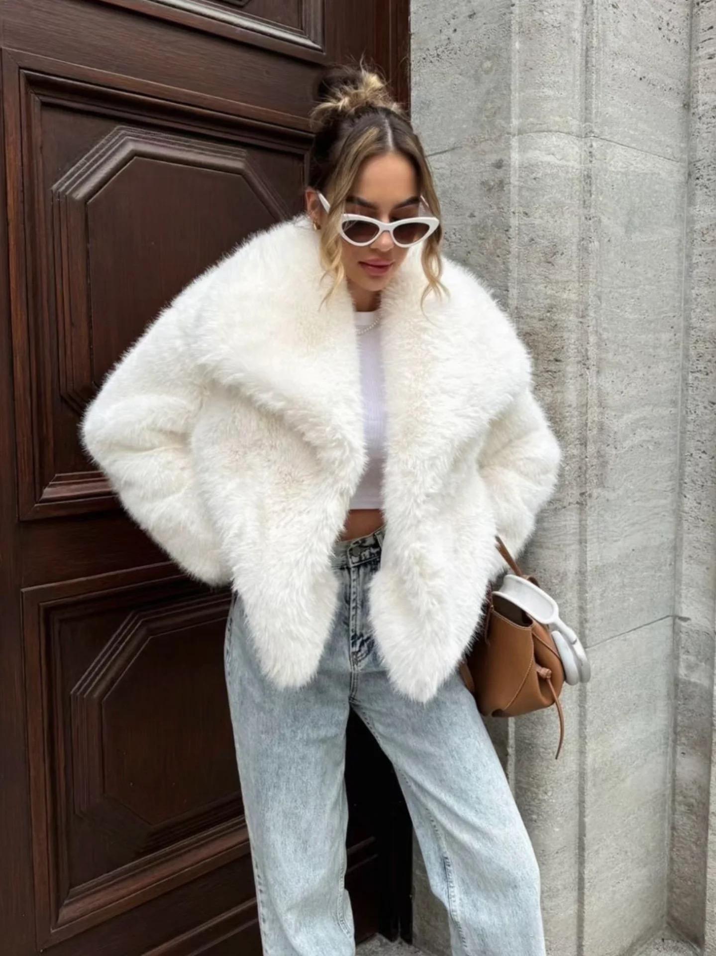 Women's Fur Large Lapel Faux Fashion Fox Coats
