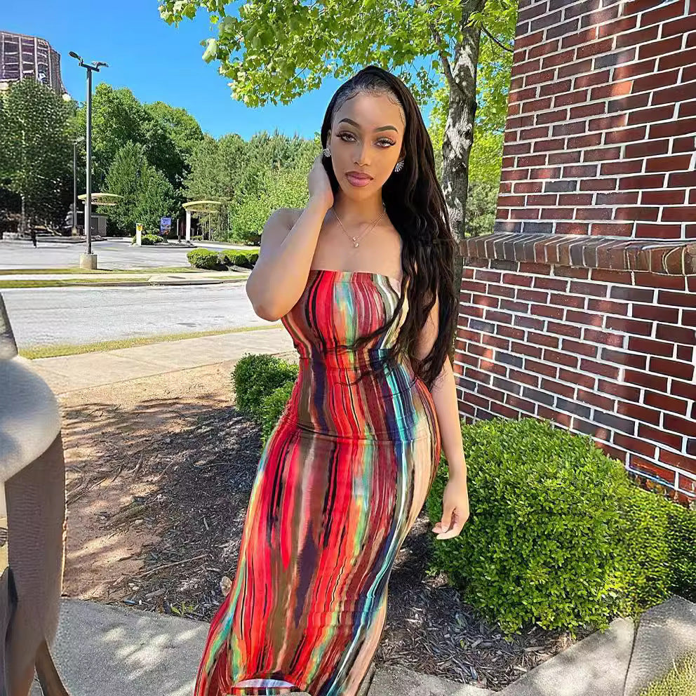 Classic Beautiful Glamorous Women's Colorful Tube Dress