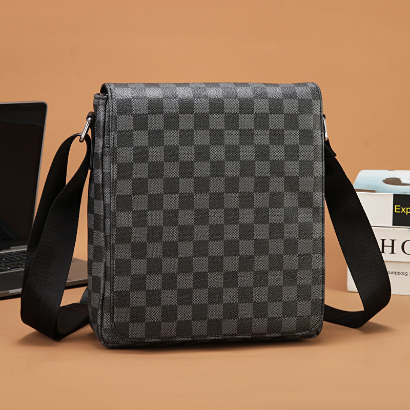 Men's Versatile High-grade Plaid Flip Horizontal Men's Shoulder Bags