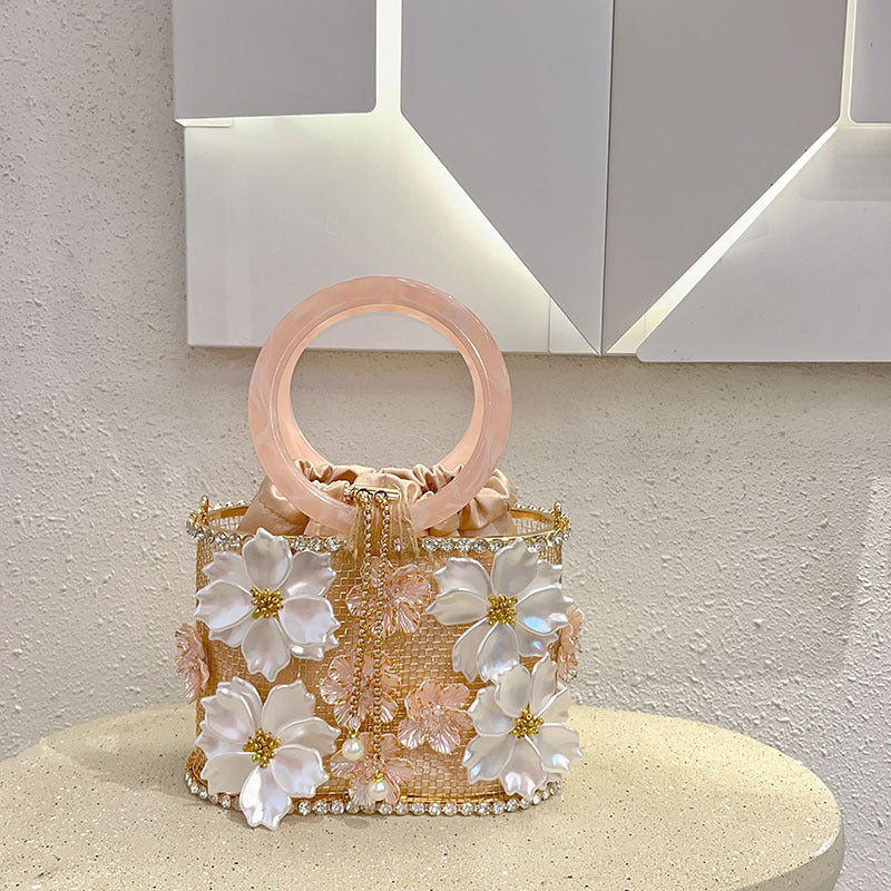 Cage Handmade Hollow Shiny Rhinestone Chain Handbags