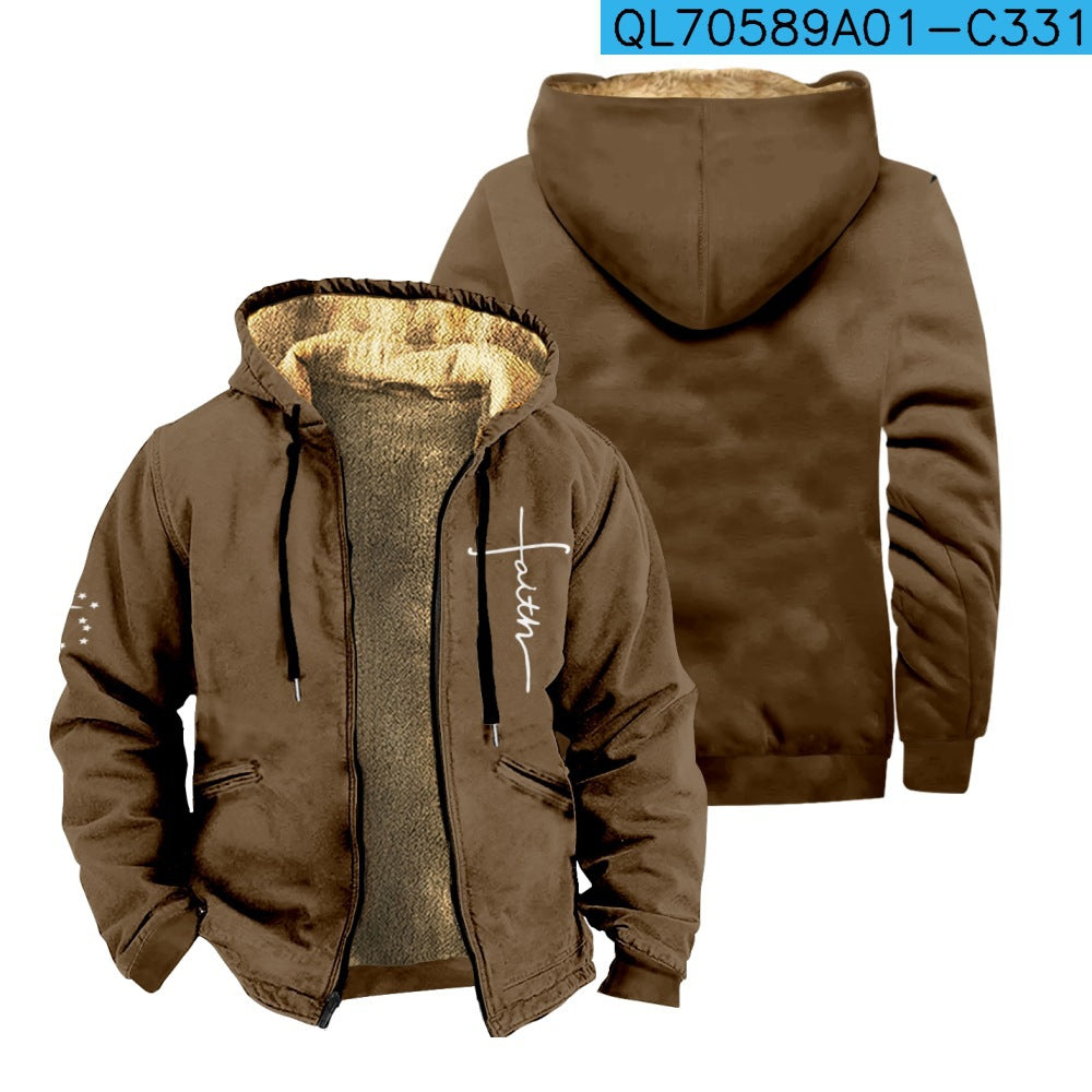 Fleece-lined Thickened Ethnic Style Zipper Pocket Coats