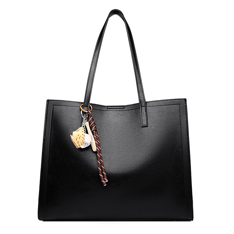Women's Double Front Cowhide Leather Simple Elegant Tote Bags