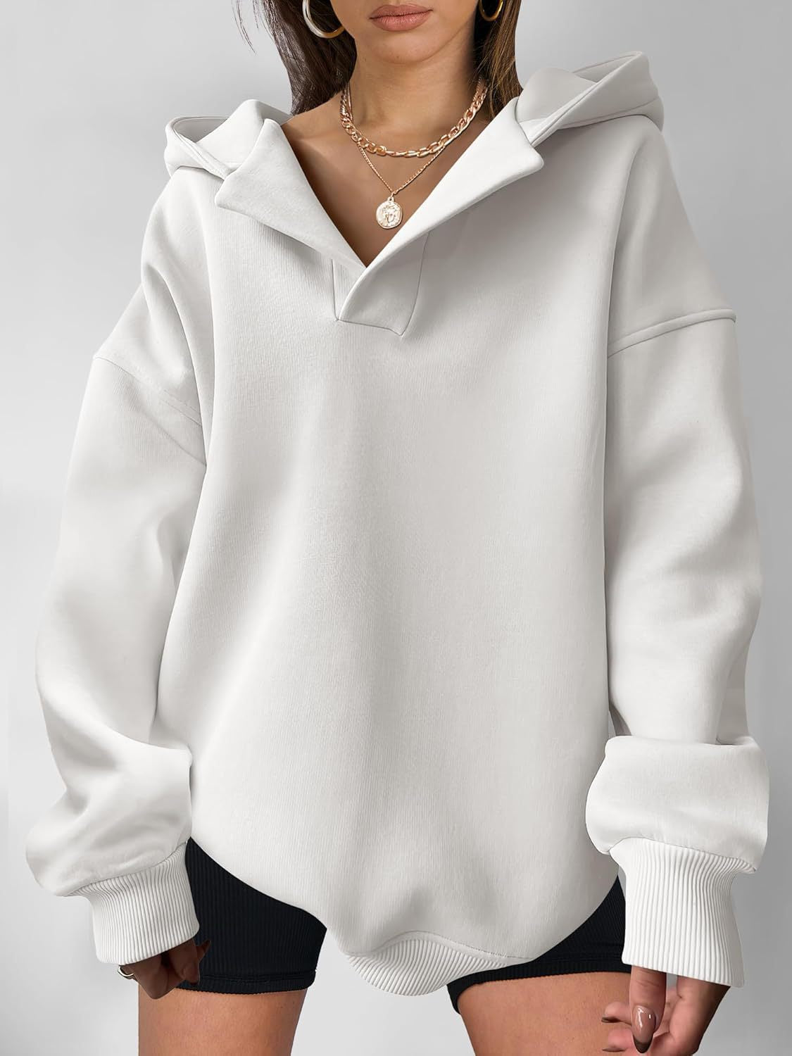 Women's Solid Color Long Sleeve Hooded Loose Women's Sweater, Sweater