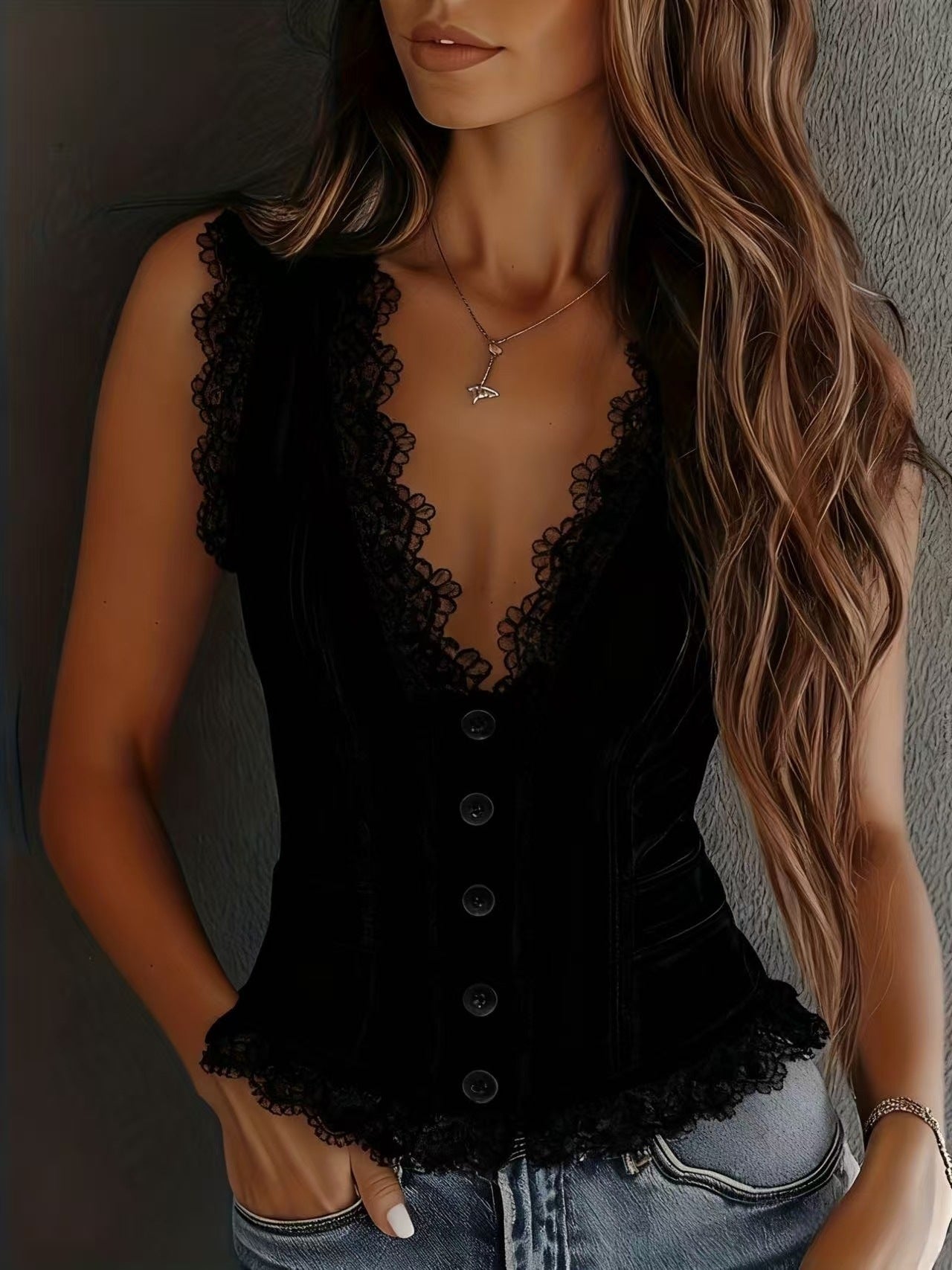 Women's Durable Western Denim Style Hot Vests