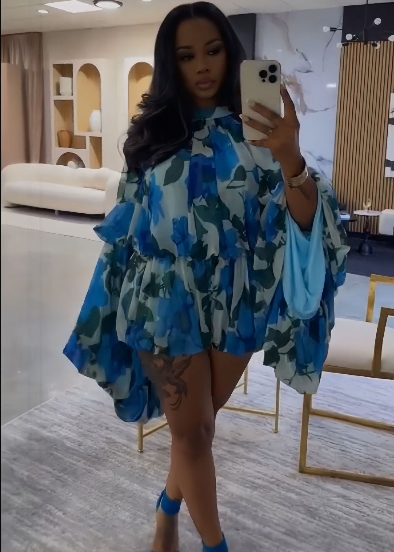 Women's Pure Color Ruffles Fashion Summer Round Suits