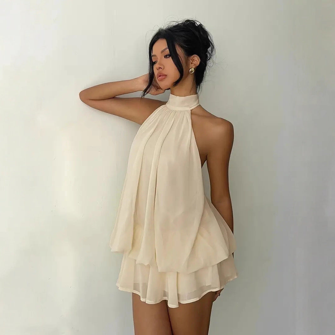 Women's Holiday Slim Fit Sexy Backless Halter Tops