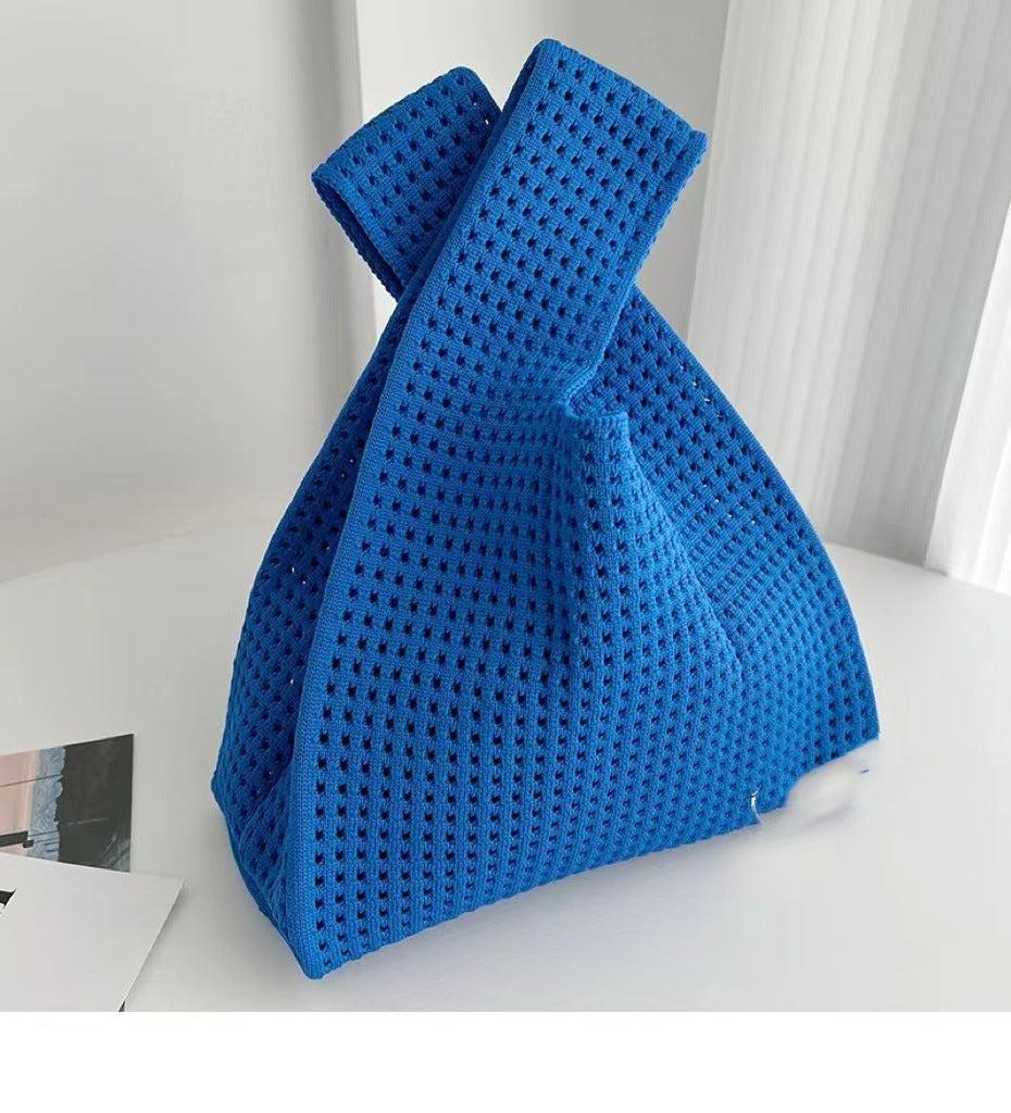 Women's Solid Color Knitted Wrist Simple Carrying Tote Bags