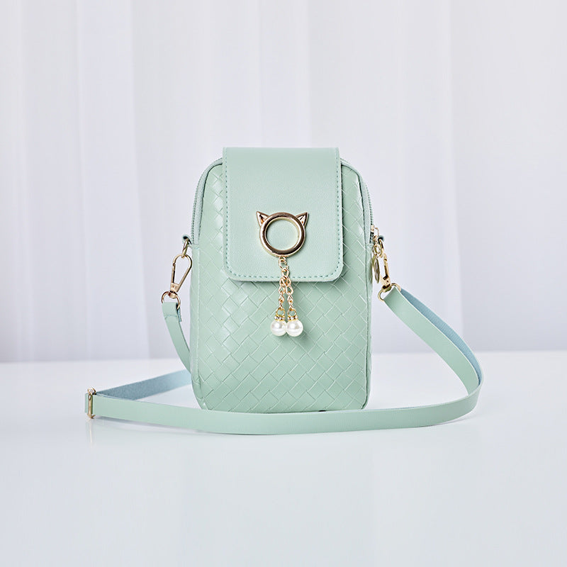Women's Korean Style Trendy Woven Fashionable Mobile Phone Bags
