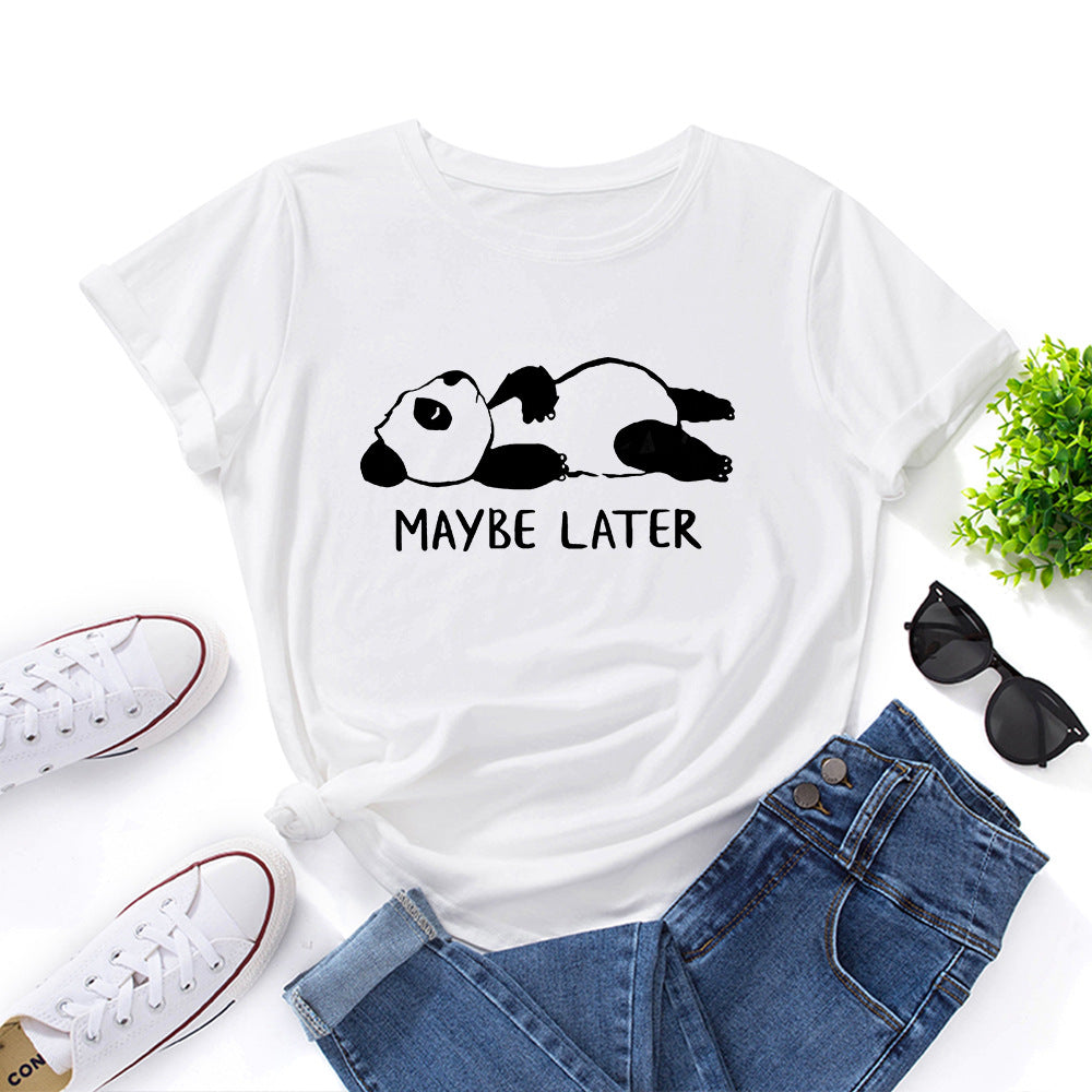 Women's Leisure Panda Printing Loose Round Neck Shorts