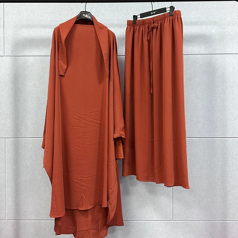 Women's Turkish Two-piece Veil Robe Solid Color Dresses