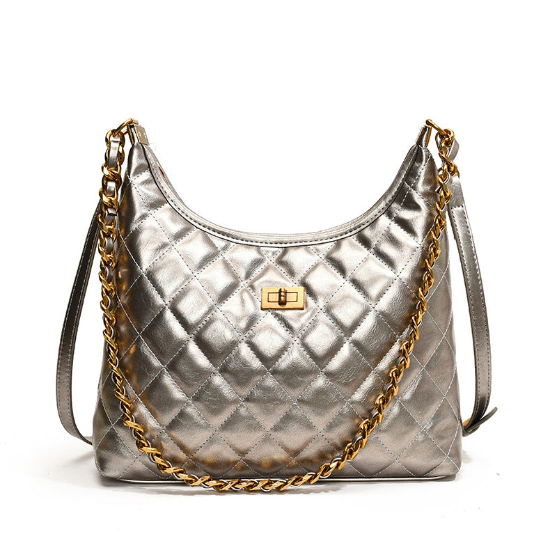 Women's Retro Diamond Style Chain Underarm Tote Bags