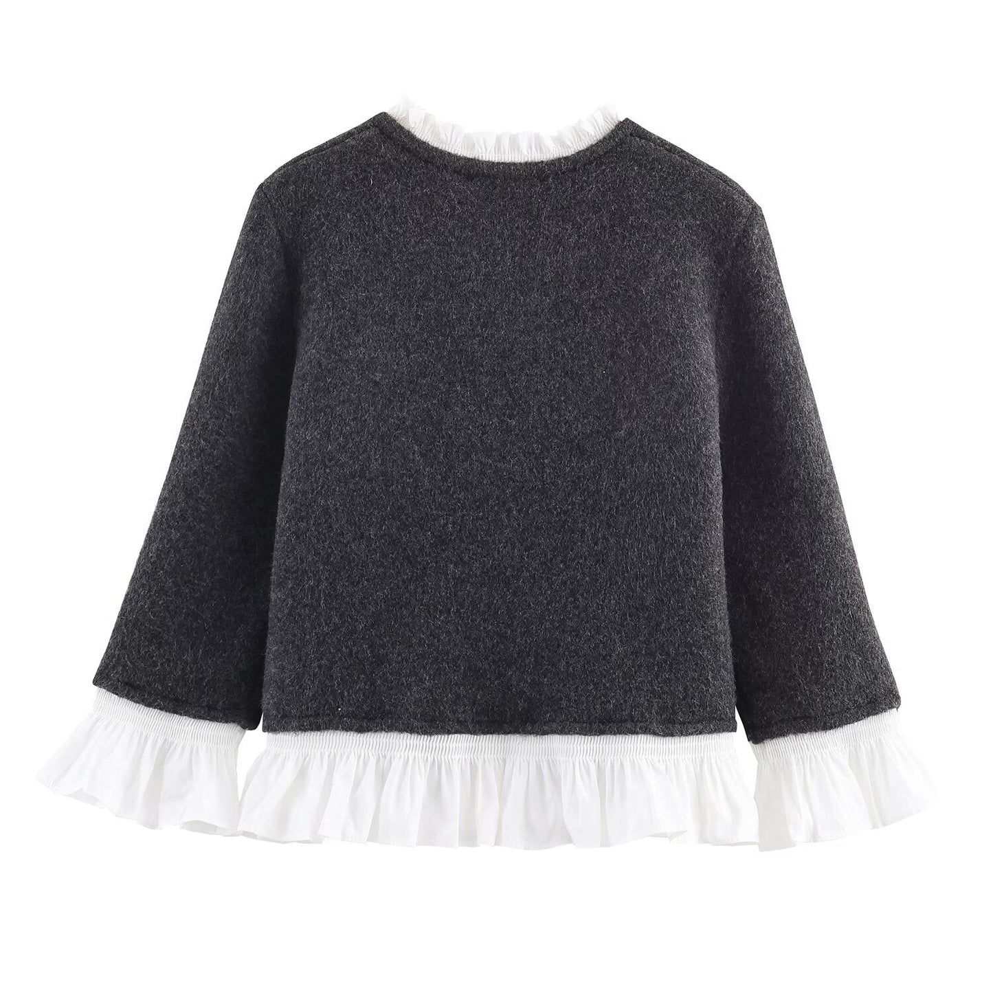 Women's Autumn Sweet Contrast Color Stitching Long-sleeved Sweaters