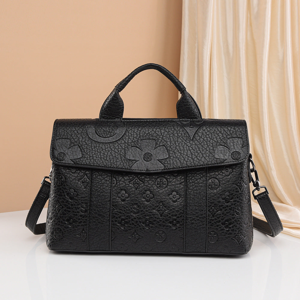 Women's Embossed Large Capacity Simple Commuter Handbags