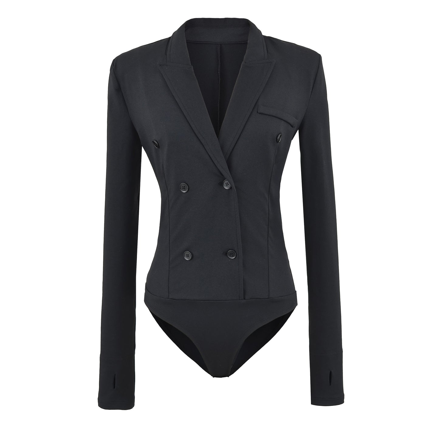 Women's Hot Temperament Slim Double-breasted Lapel Underwear Jumpsuits