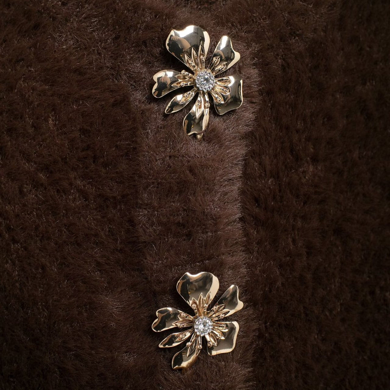 Women's Fashion Artificial Fur Effect Round Neck Knitwear