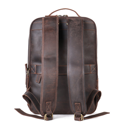 Men's Crazy Horse Leather Vintage Genuine Large Backpacks