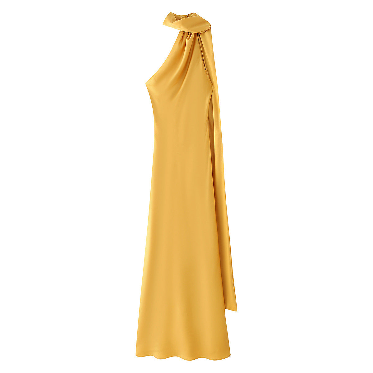 Women's Silk Satin Texture Ribbon Halter Dress Dresses