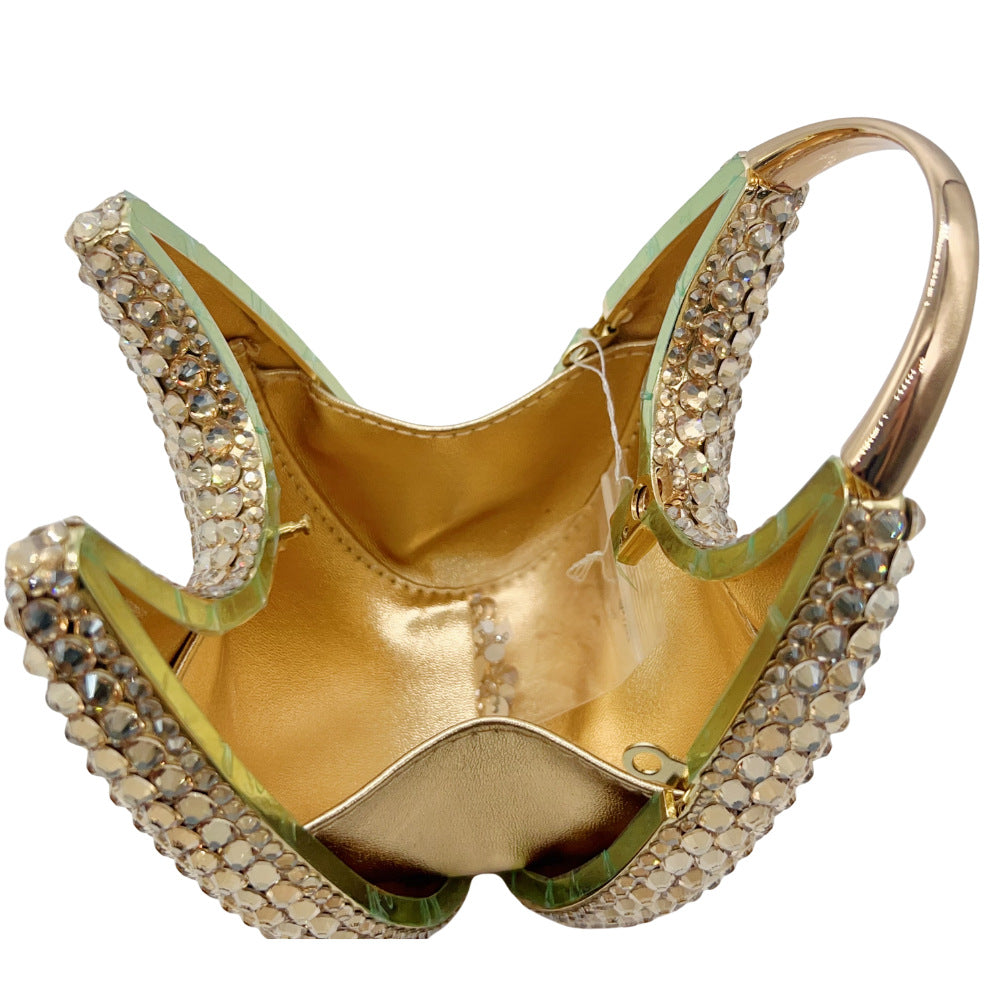 Women's Full Diamond Dinner Clutch Light Luxury Oval Portable Evening Bags