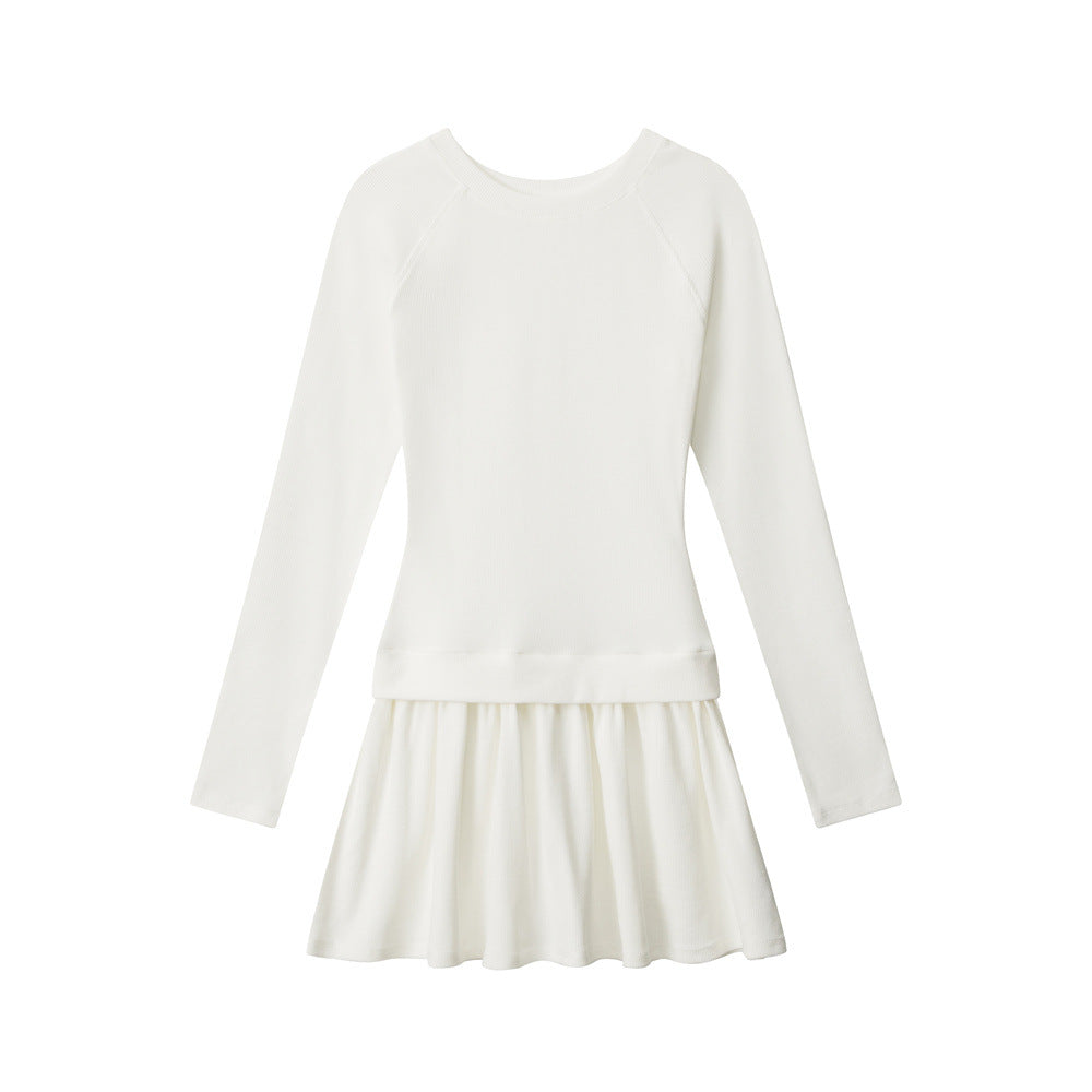 Elegant Slimming Autumn Long-sleeved Pleated Half-length Dresses