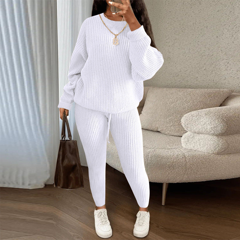 Women's Fashion Casual Knitting Trousers Woolen Yarn Suits