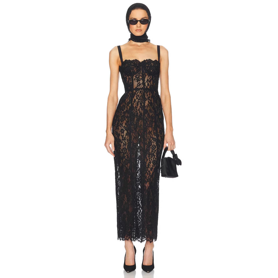 Women's Summer Fashion Suspenders Sexy Lace Slim Dresses