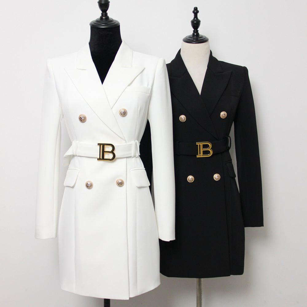 Women's Fashion Advanced Solid Color Belt Long Dresses