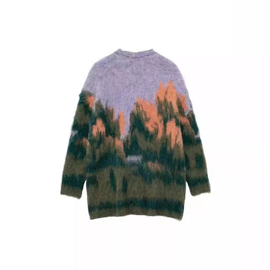 Women's Autumn Long Sleeve Landscape Pattern Knitted Knitwear