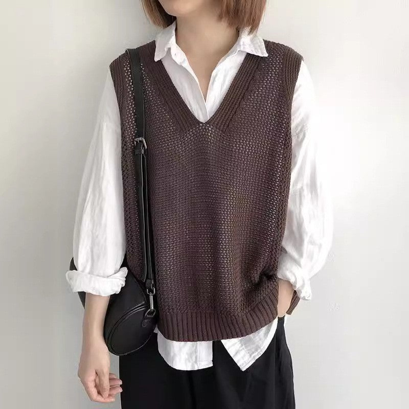 Women's Casual Outerwear Sleeveless Bandage Dress Loose Thin Vests