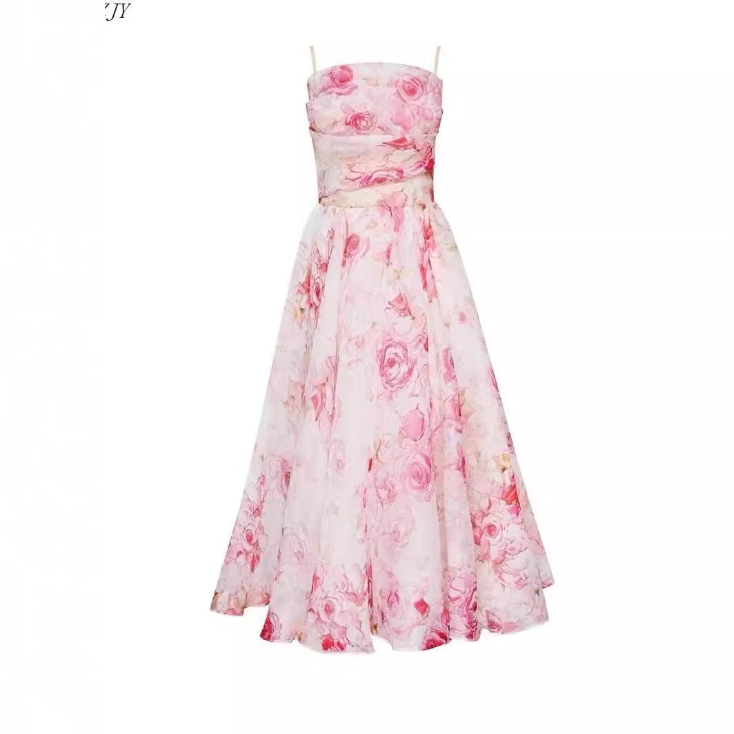 Korean Style Sleeveless Floral Cake Dress Dresses